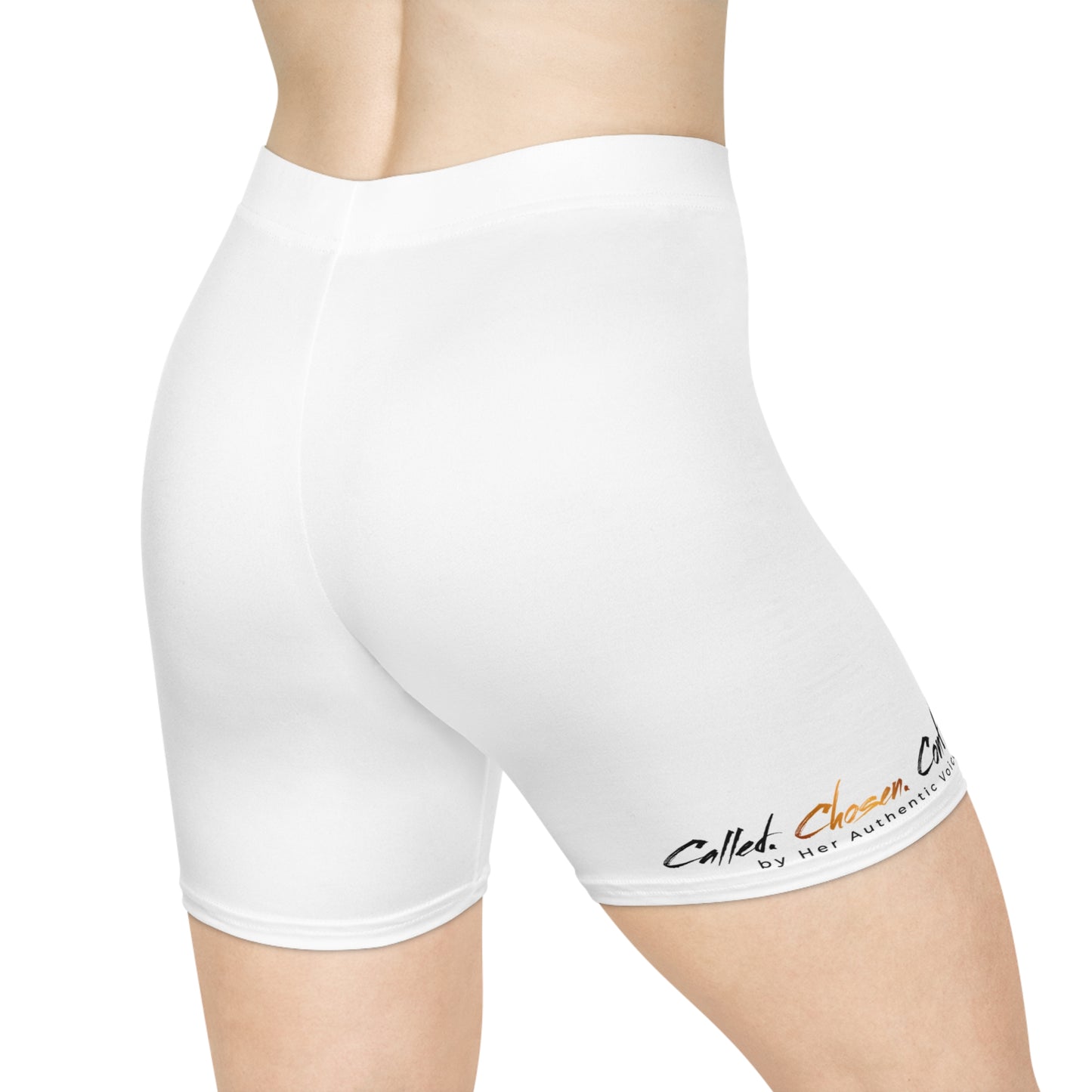"Called. Chosen. Confident" Women's Biker Shorts — Minimal Logo Activewear for Comfort & Confidence