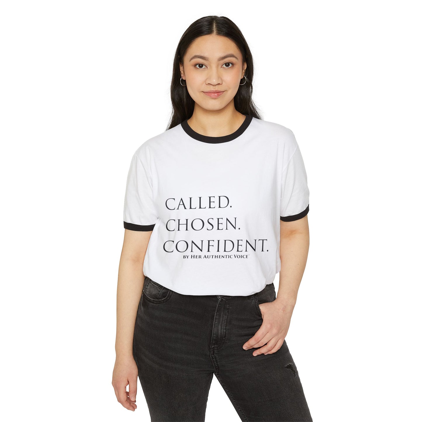 Called. Chosen. Confident. Ringer T‑Shirt — Inspirational Christian Tee