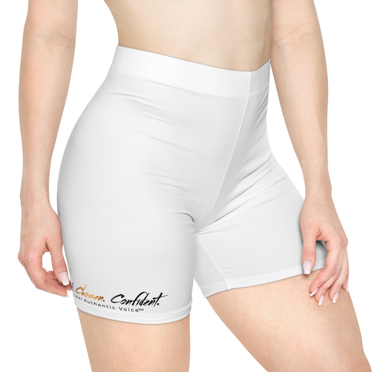 "Called. Chosen. Confident" Women's Biker Shorts — Minimal Logo Activewear for Comfort & Confidence