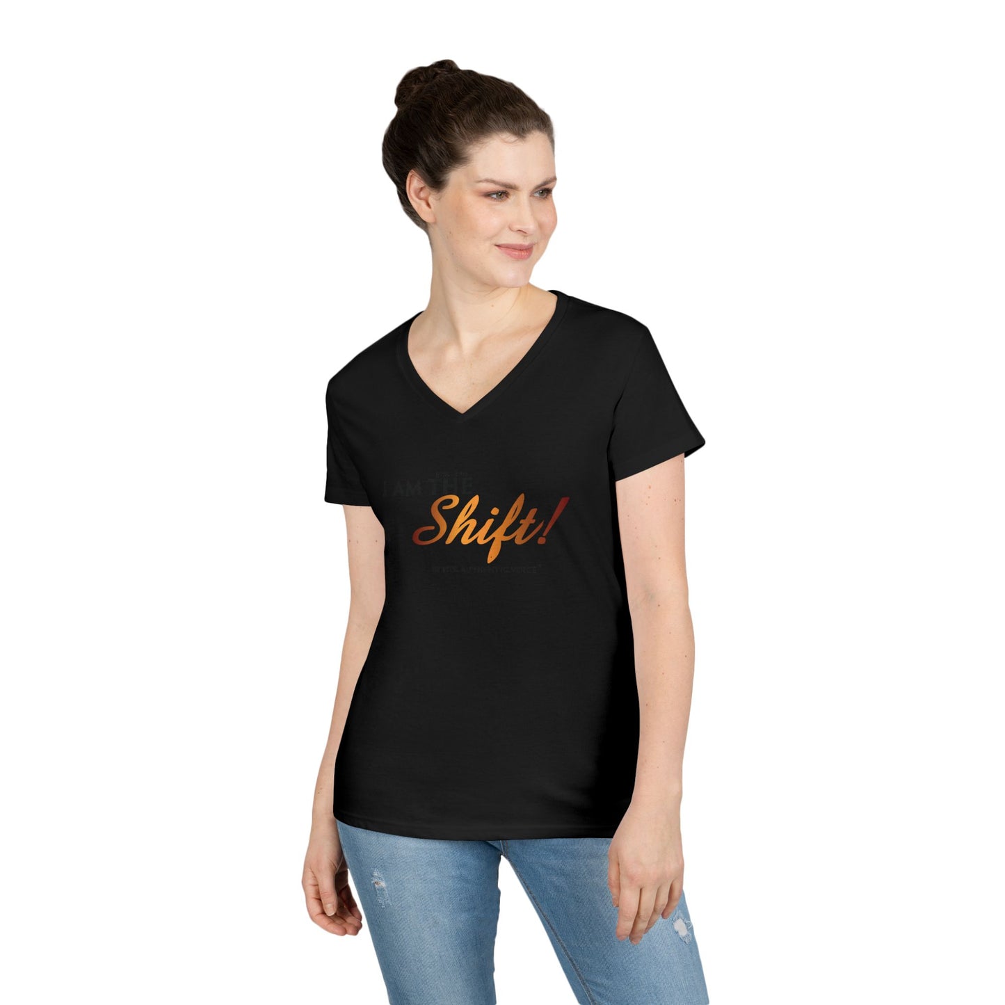 I Am the Shift! V-Neck Tee — Inspirational Christian Joshua 1:3 Shirt