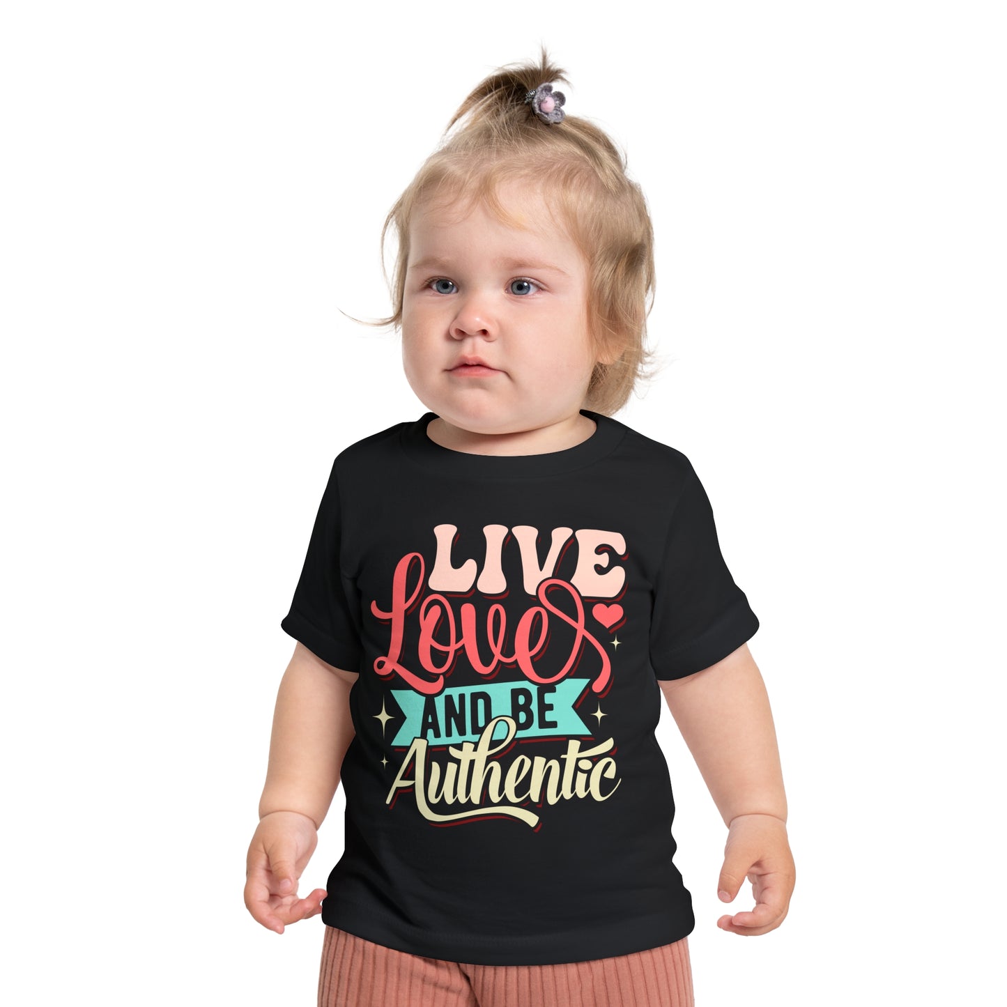 Baby T-Shirt "Live, Love and Be Authentic" — Pastel Inspirational Infant Tee