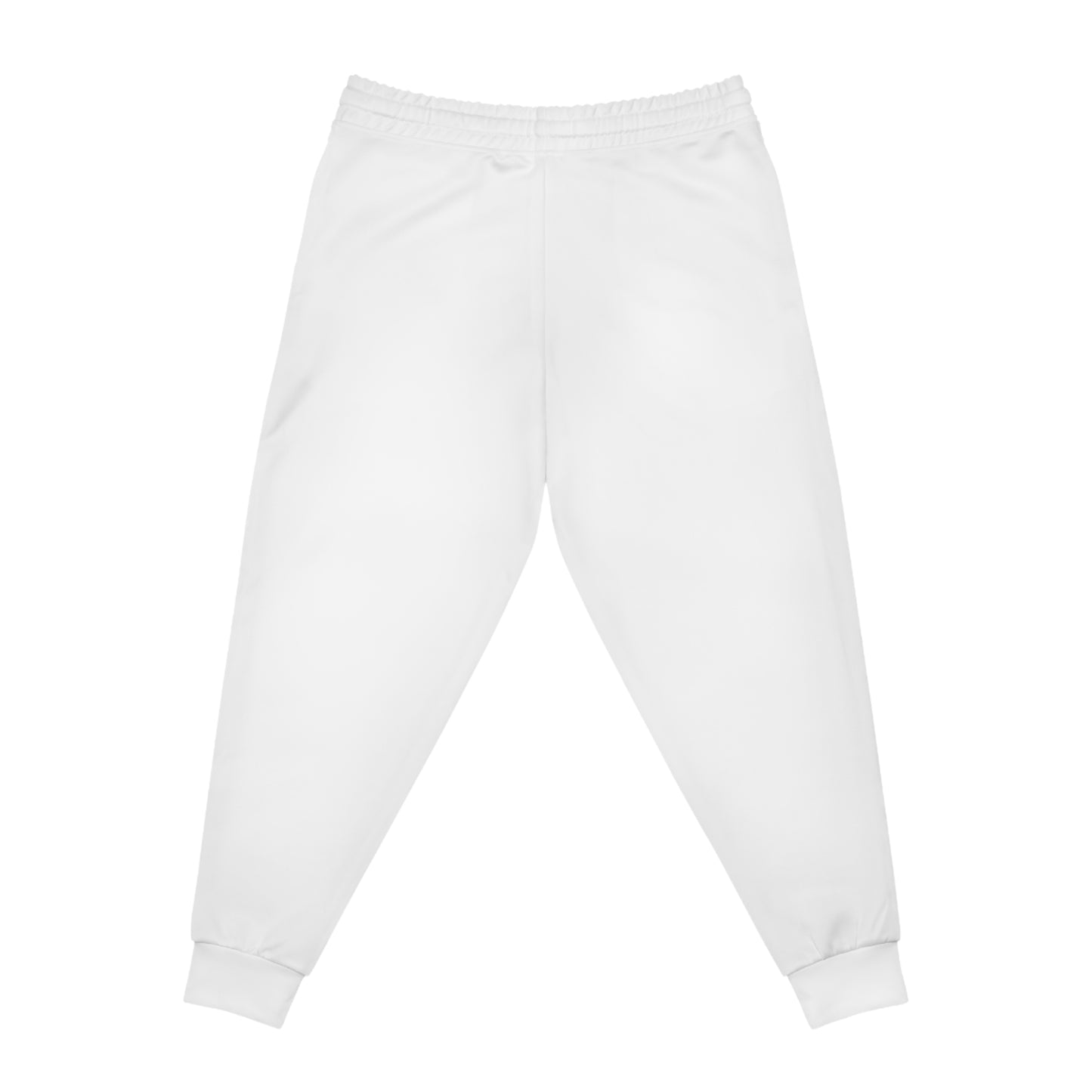 By Her Authentic Voice™ White Athletic Joggers — Minimal AOP Sweatpants with Waist Text