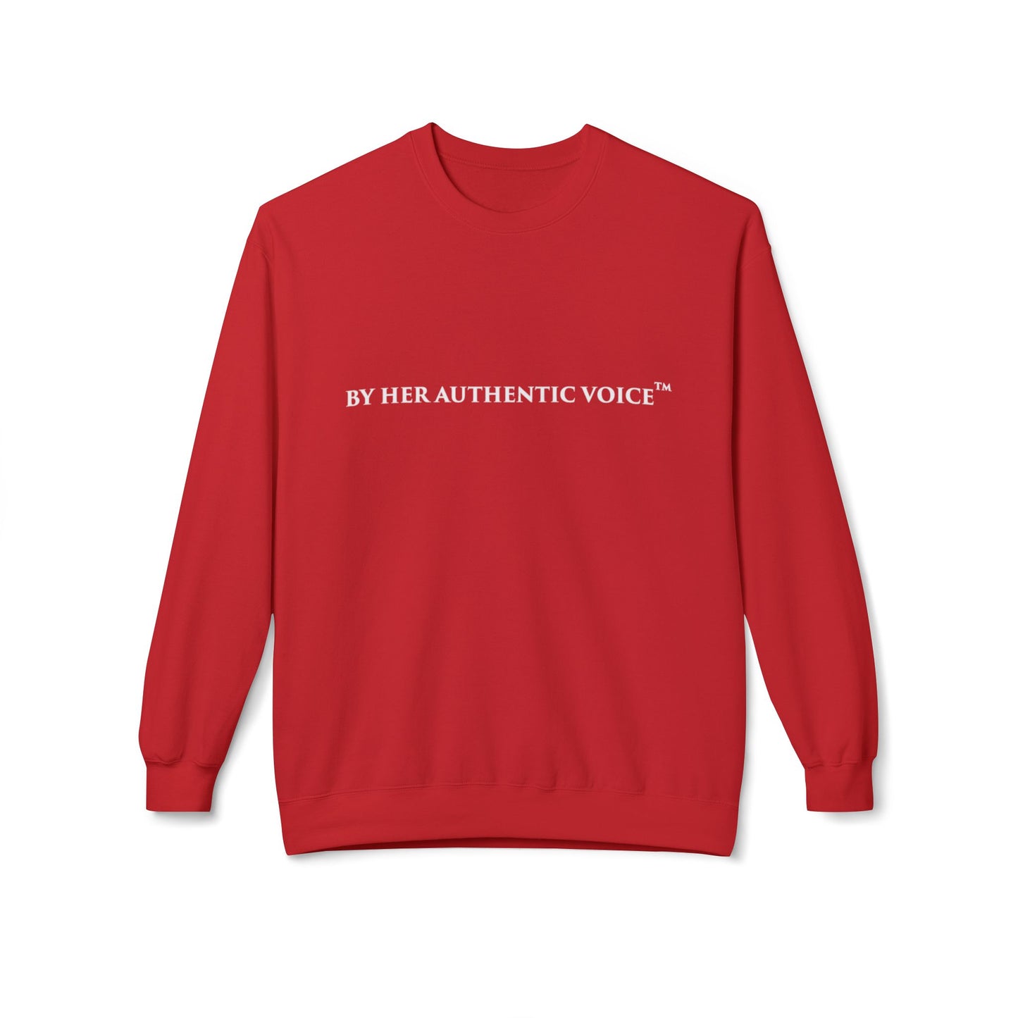 Signature Crewneck Sweatshirt — "By Her Authentic Voice" Minimal Logo