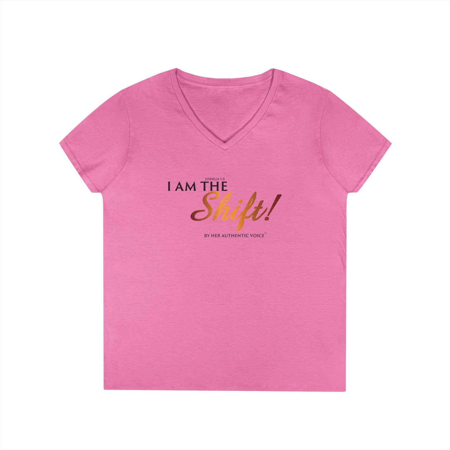 I Am the Shift! V-Neck Tee — Inspirational Christian Joshua 1:3 Shirt
