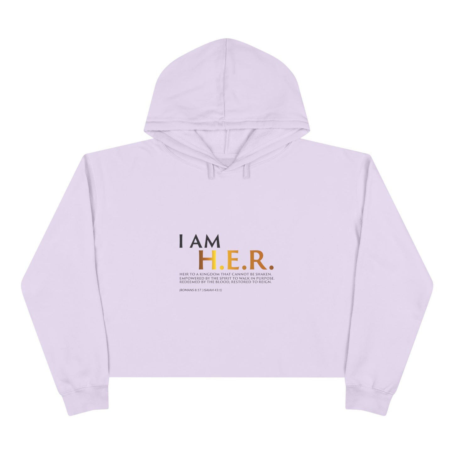 I AM H.E.R. Cropped Hoodie — Empowerment Graphic Crop Sweatshirt