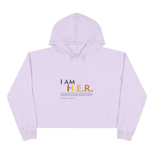 I AM H.E.R. Cropped Hoodie — Empowerment Graphic Crop Sweatshirt