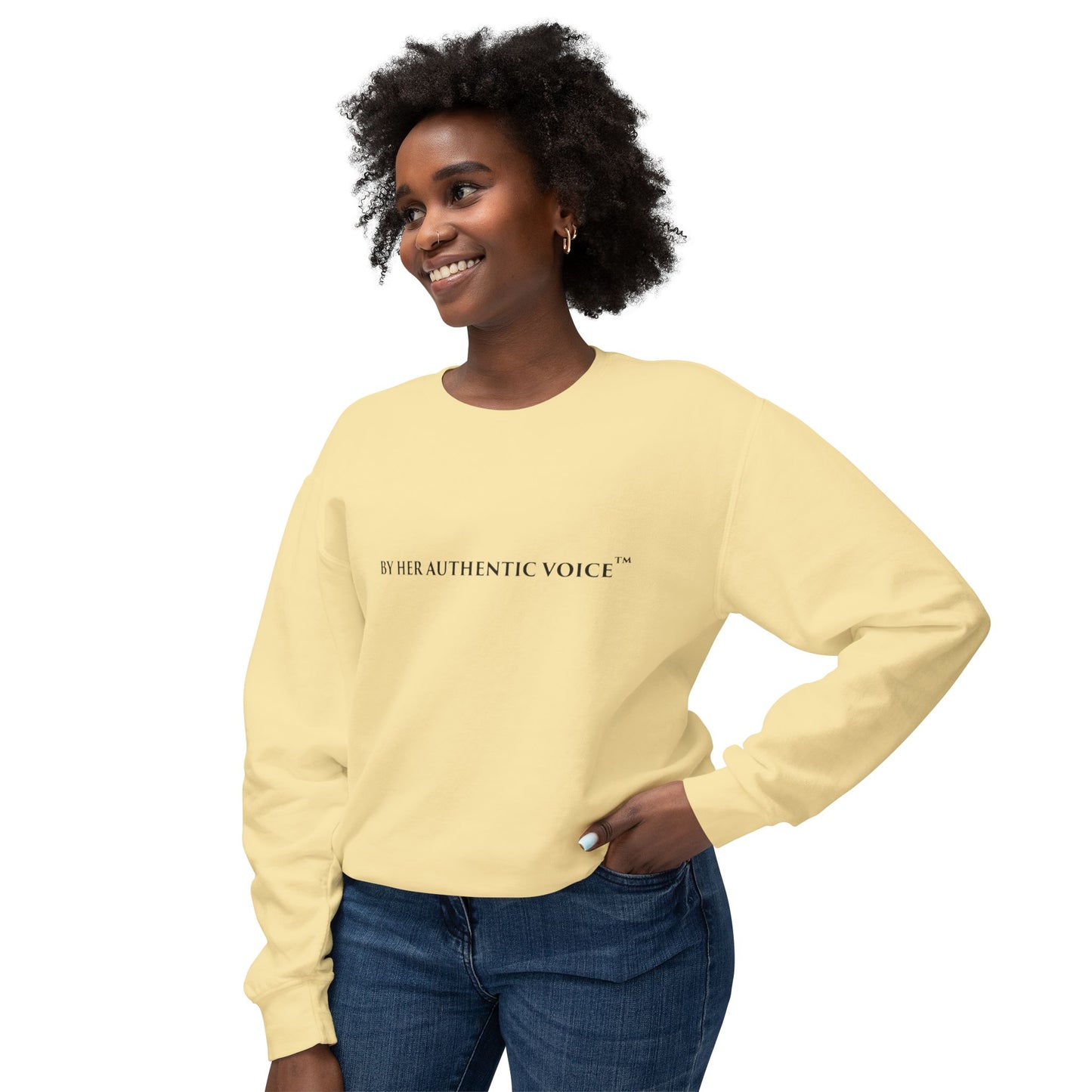 Crewneck Sweatshirt — "By Her Authentic Voice"