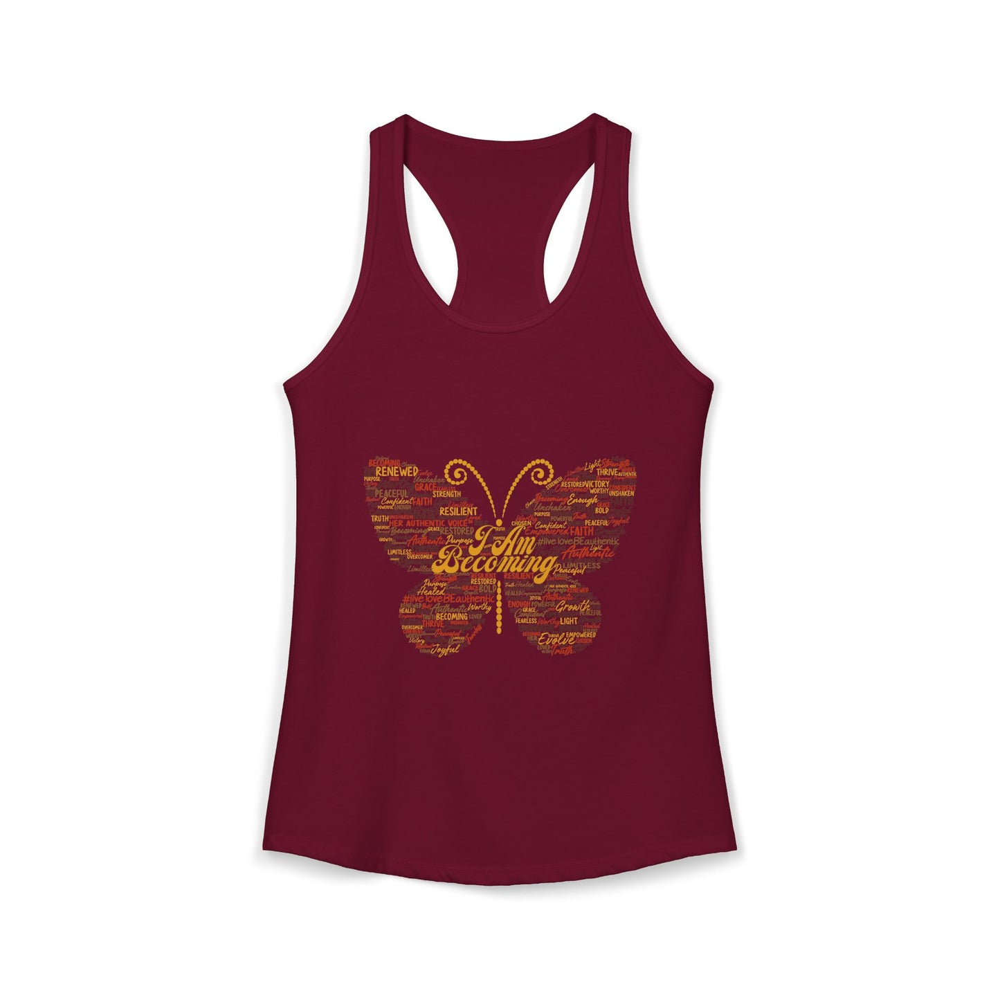 "I am Becoming" Signature Butterfly Racerback Tank