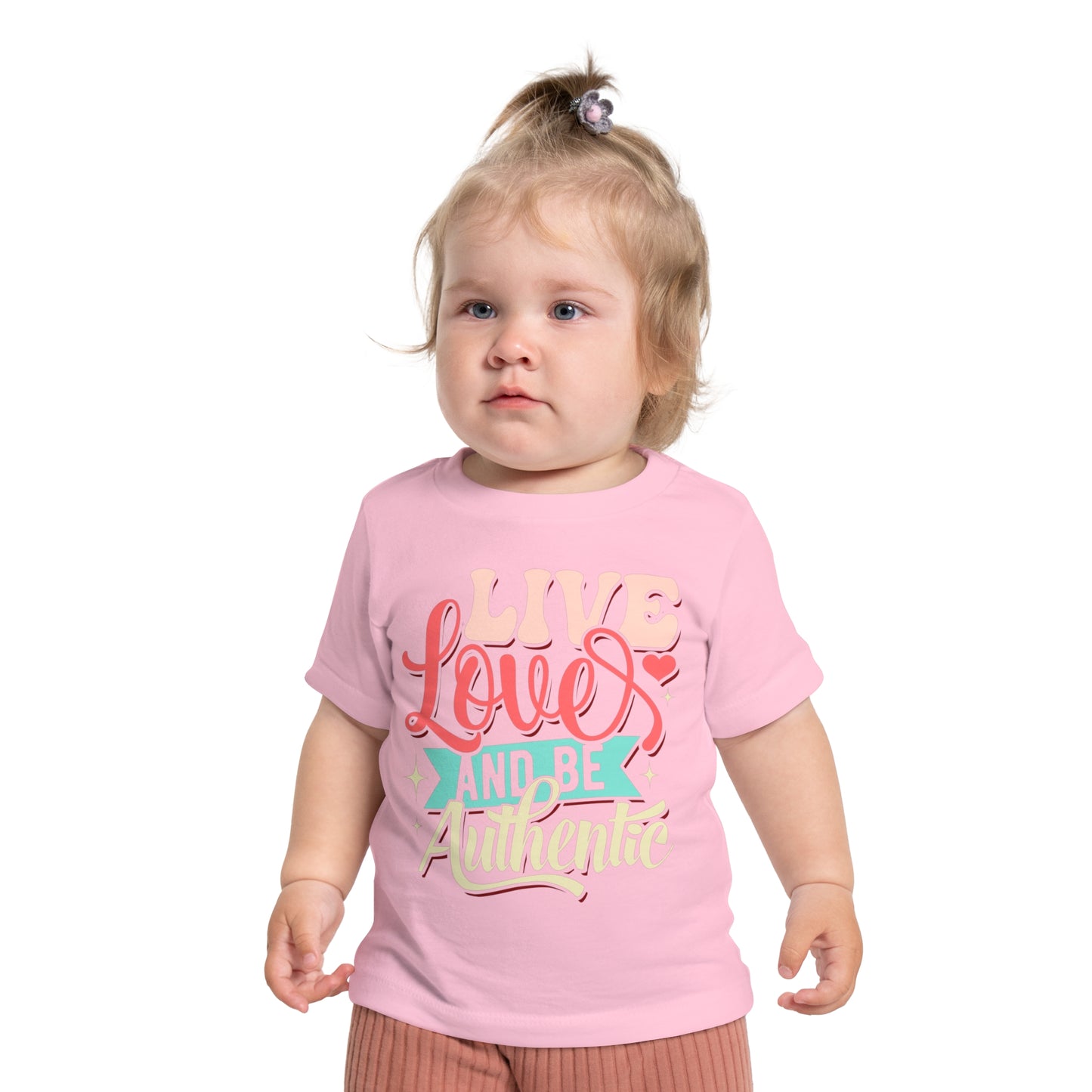Baby T-Shirt "Live, Love and Be Authentic" — Pastel Inspirational Infant Tee