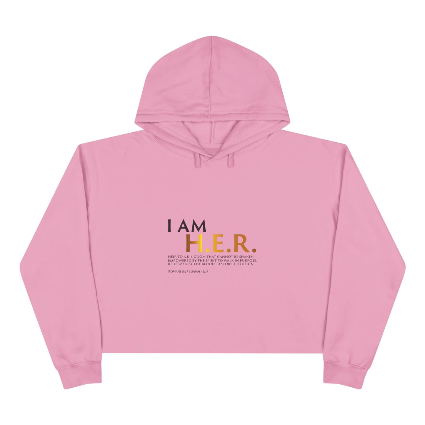 I AM H.E.R. Cropped Hoodie — Empowerment Graphic Crop Sweatshirt