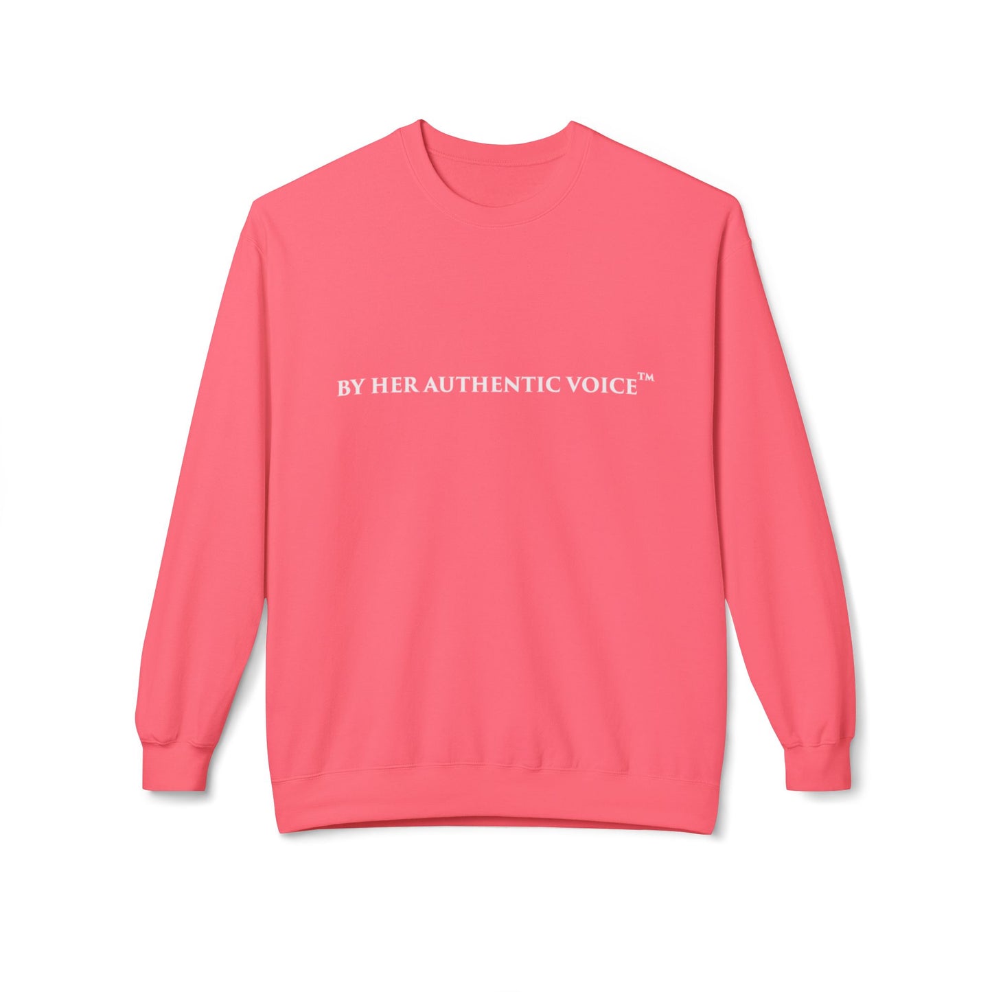 Signature Crewneck Sweatshirt — "By Her Authentic Voice" Minimal Logo