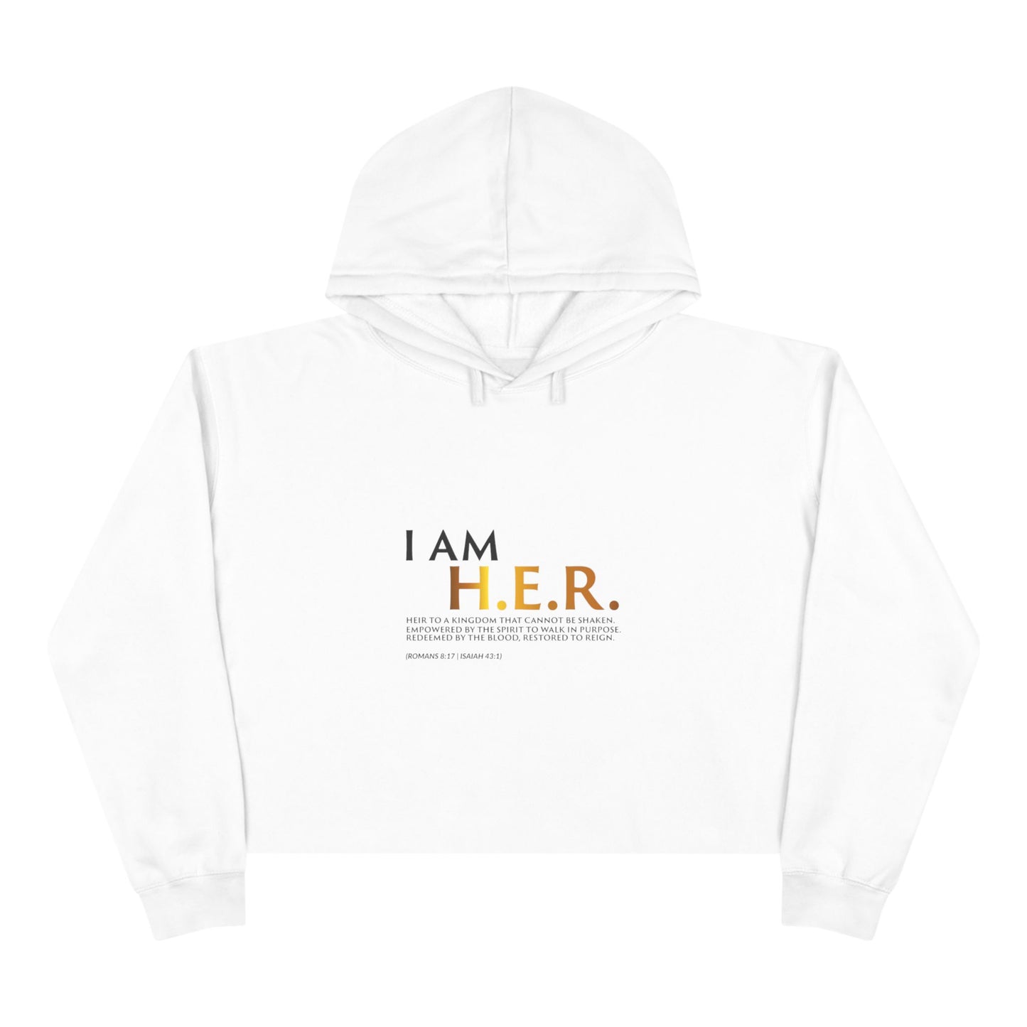 I AM H.E.R. Cropped Hoodie — Empowerment Graphic Crop Sweatshirt