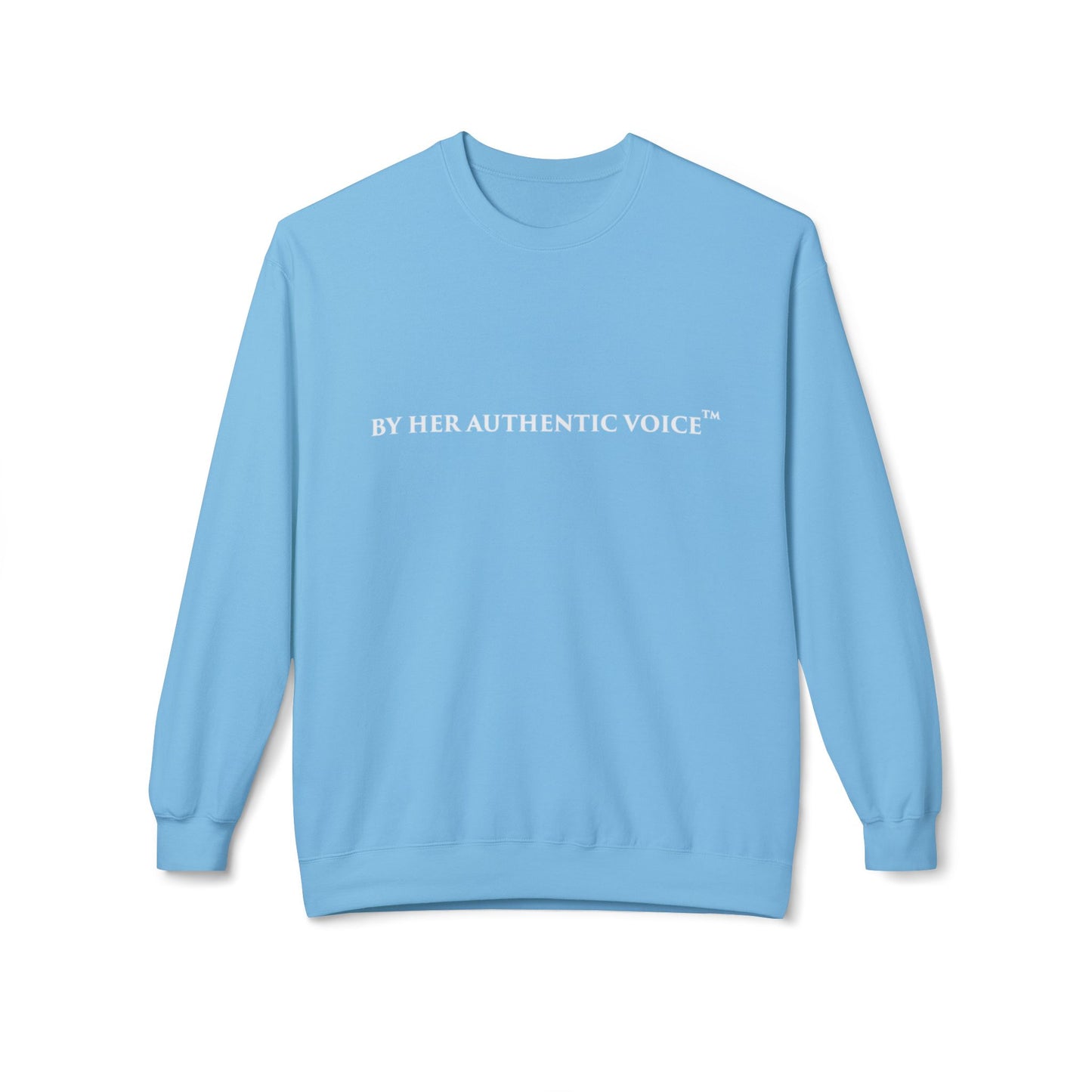 Signature Crewneck Sweatshirt — "By Her Authentic Voice" Minimal Logo