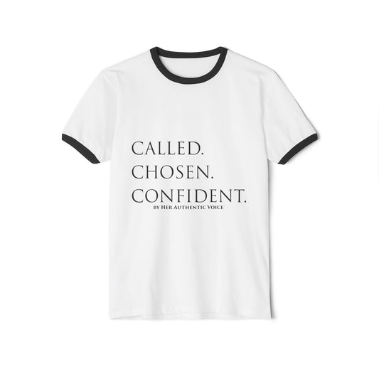 Called. Chosen. Confident. Ringer T‑Shirt — Inspirational Christian Tee