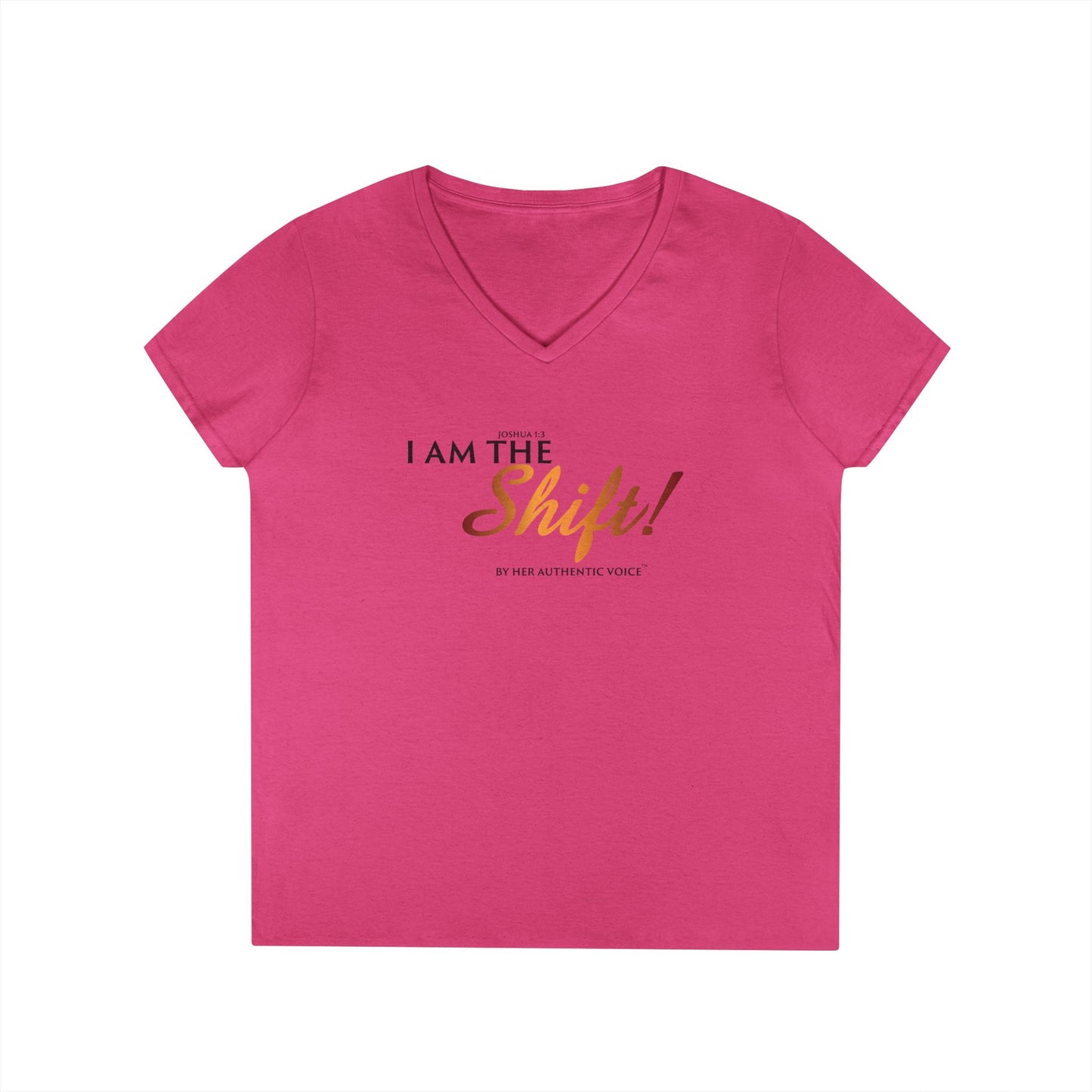 I Am the Shift! V-Neck Tee — Inspirational Christian Joshua 1:3 Shirt