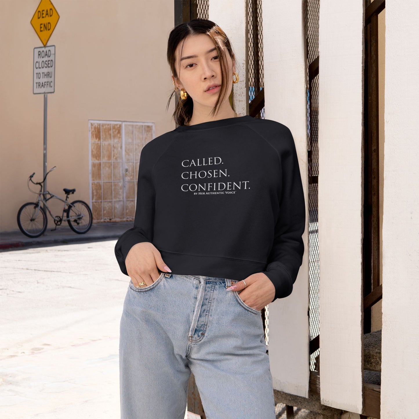 Called. Chosen. Confident. Crop Hoodie — Inspirational Women's Cropped Hoodie